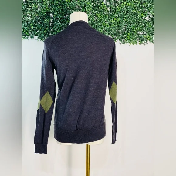 Women's Pendleton Gray & Olive Green Argyle Merino Wool Pullover Sweater Size S - Picture 3 of 8